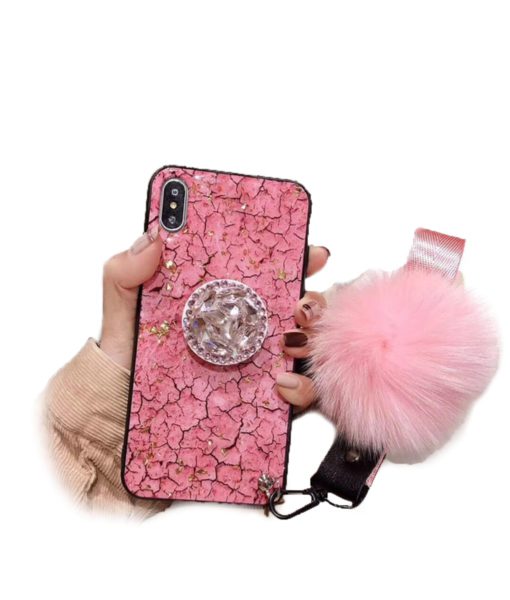 Hair Ball Airbag Bracket Diamond iPhone Case