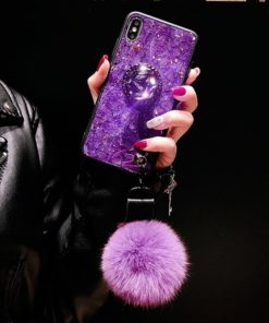 Hair Ball Airbag Bracket Diamond iPhone Case