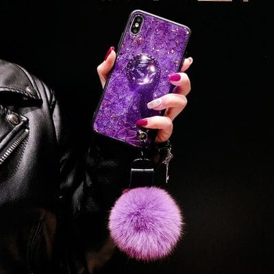 Hair Ball Airbag Bracket Diamond iPhone Case