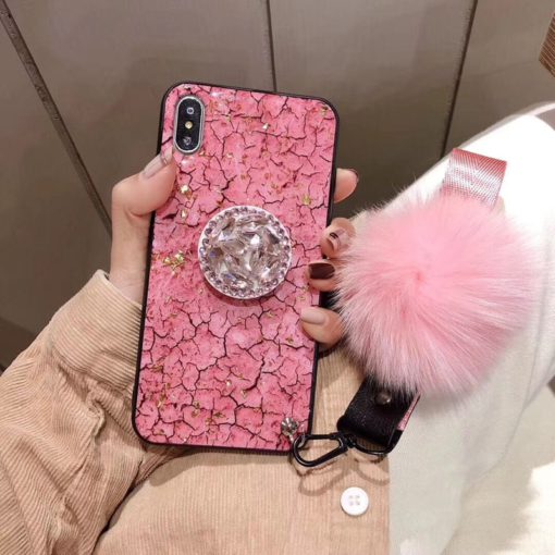 Hair Ball Airbag Bracket Diamond iPhone Case