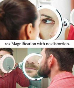 Flexible Light Up Mirror 10X magnification 360-Degree Rotating Makeup Mirror