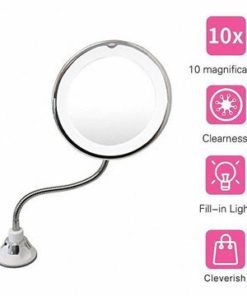 Flexible Light Up Mirror 10X magnification 360-Degree Rotating Makeup Mirror