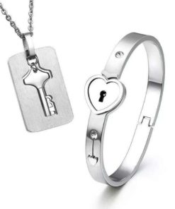 Heart Lock Bracelet & Key Necklace