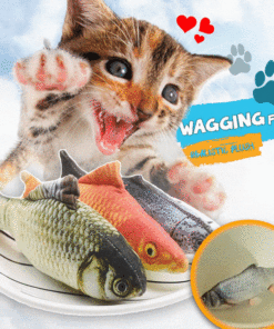 Cat Wagging Fish Realistic Plush