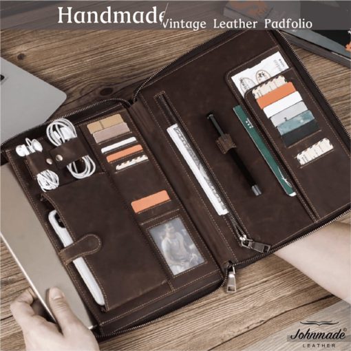 JOHNMADE Leather Vintage Handmade Padfolio