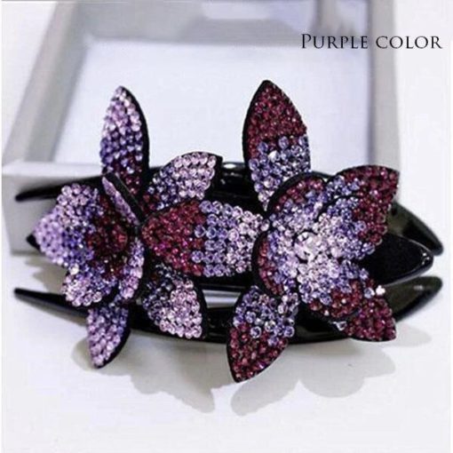 Rhinestone Double Flower Hair Clip