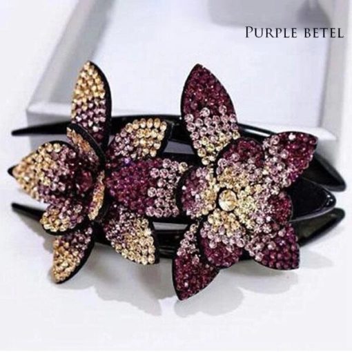 Rhinestone Double Flower Hair Clip