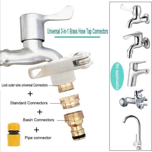 Universal 3-in-1 Brass Hose Tap Connectors Set - Image 6