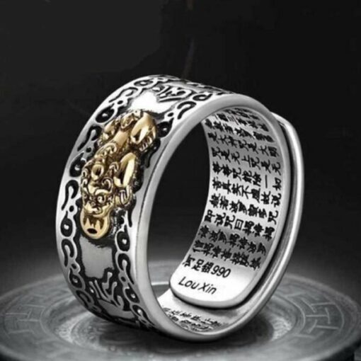 Feng Shui Pixiu Mani Mantra Protection Wealth Ring