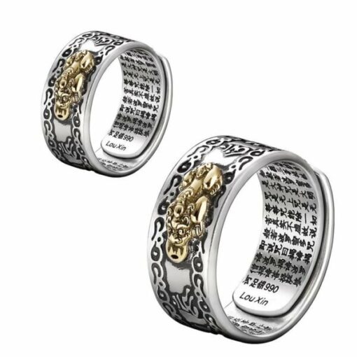 Feng Shui Pixiu Mani Mantra Protection Wealth Ring