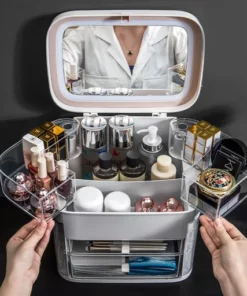 LED Light Makeup Storage Mirror