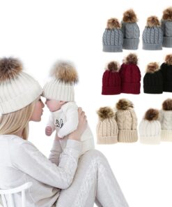 Mom And Baby Matching Pom Pom Hats