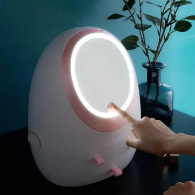 LED Mirror Makeup Cosmetic Organizer Box