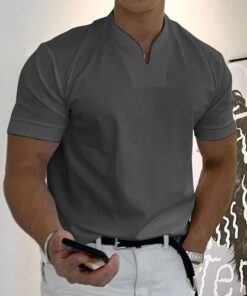 Men Gentlemans Business Short Sleeve Fitness T Shirt