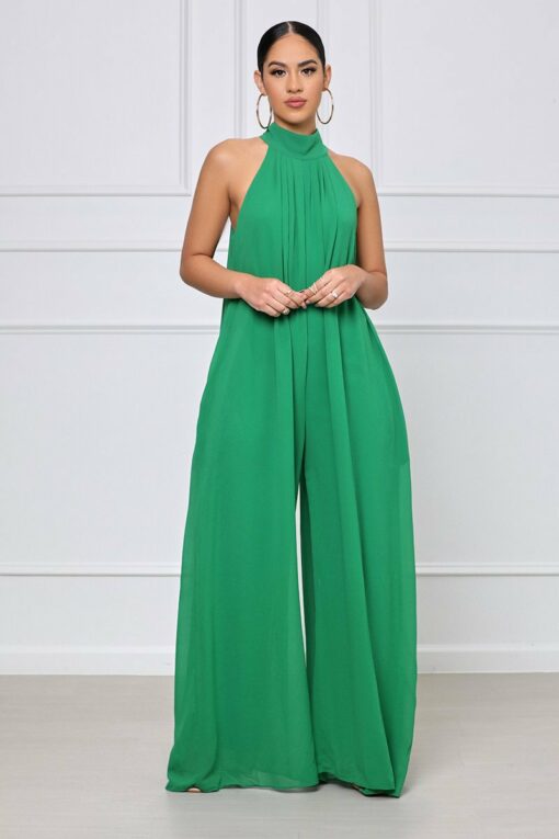 Halter Pleated Jumpsuit