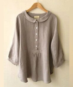 Womens Cotton Linen Seven Sleeve Shirt