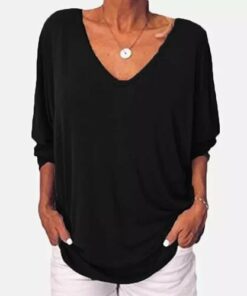 Plus Size Women Loose Baggy T-Shirt Button