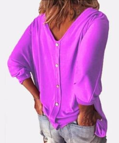 Plus Size Women Loose Baggy T-Shirt Button