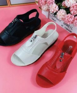 Zipper Flat Soft Leather and Sole Comfort Sandals