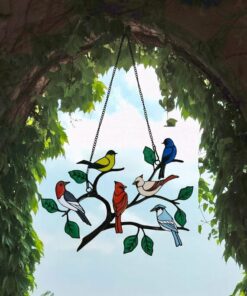 Birds Stained Window Panel Hangings