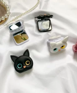 3D Cute Kitten Phone Holder with mini Mirror