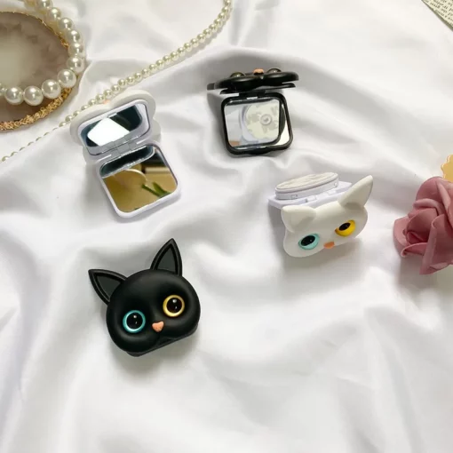 3D Cute Kitten Phone Holder with mini Mirror