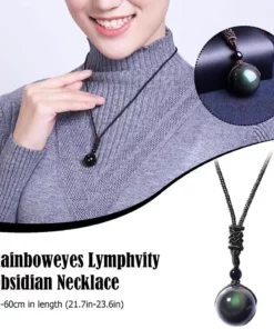 Rainboweyes Lymphvity Obsidian Necklace