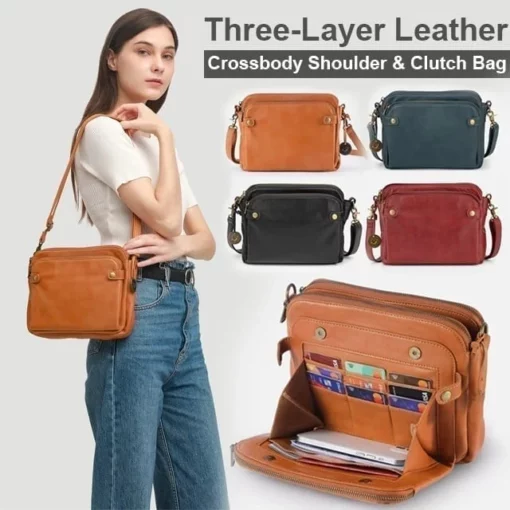 Crossbody Leather Shoulder Bags and Clutches - Image 6